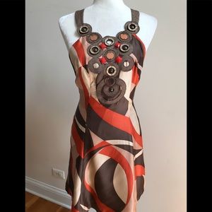 Nanette Lepore Silk Dress w/Embellished Neckline